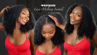 LACE MELTED AND CURLS POPPING! 🔥 PRE PLUCKED SHORT CURLY BOB WIG INSTALL | WEST KISS HAIR