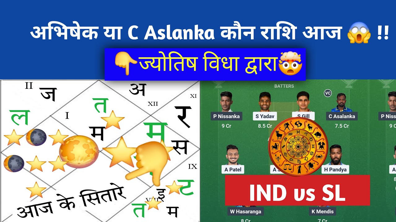 IND  vs SL Live ज्योतिष dream11,prediction