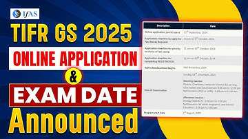 TIFR GS 2025 Application Form Released | TIFR Exam Date Announced | IFAS Mathematics