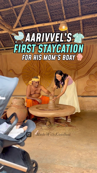 Aarivvel’s 1st Staycation 👼🏻🌴🏞️ #madewithkaadhal #arunvarshu #aarivvel #shorts #staycation #love