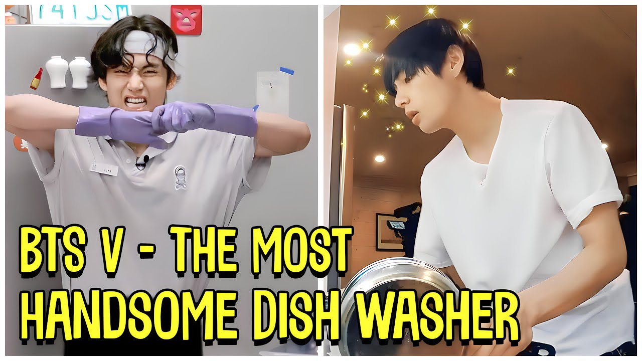 BTS Ким Тэхён - самый красивый мойщик посуды в мире