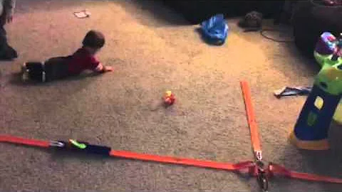 Scott and Lucas' 1st hot wheels track video