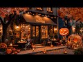 Scary Coffee Shop Street Halloween Ambience 🎃 Relaxing Halloween Jazz Music for Working, Studying
