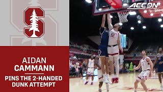Stanford's Aidan Cammann Pins The 2-Handed Dunk Attempt