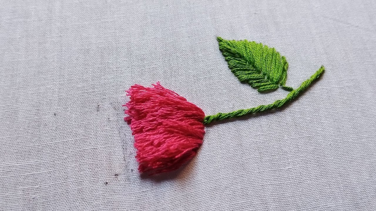 A simple yet beautiful pink thread flower. #drawing #peace #viralvideo  #housewife #embroidery #art 