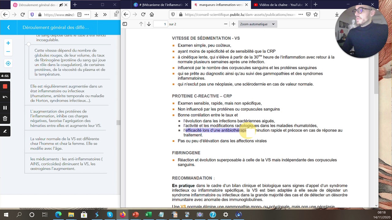 LES MARQUEURS BIOLOGIQUES de L'INFLAMMATION (protéine-C-réactive et la vitesse de sédimentation)