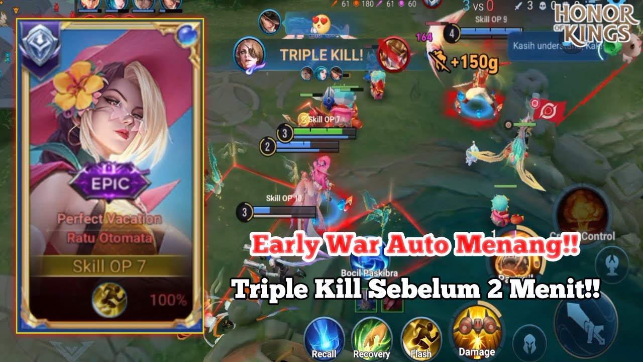 Honor Of Kings - PEAK (Milady) Early War Auto Menang!! Triple Sebelum 2 Menit!!
