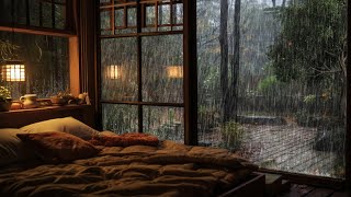 Best Rain Sound for Sleep😴 | Rain on cozy bedroom in the forest🍂
