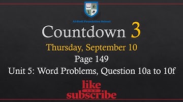 Countdown 3 - Unit 5 - Word Problems 10a to 10f - Page 149 - September 10