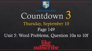 Countdown 3 - Unit 5 - Word Problems 10a to 10f - Page 149 - September 10