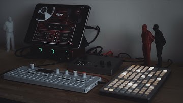 Monome Norns + Grid (Cheat-Codes 2) and Teenage Engineering Op-1