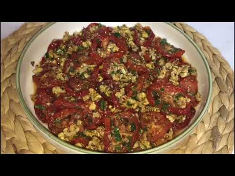 Kuru Domates Tarifi Zeytinyağlı Cevizli Kahvaltılık Tarif????Kuru Domates Mezesi