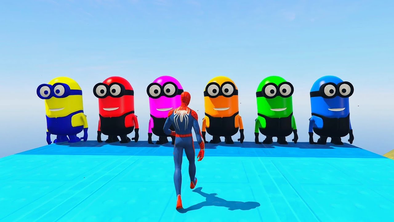 GTA 5 Epic Ragdolls GREEN SPIDERMAN VS RED MINION VS GREEN MINION (Physics & Funny Fails) Ep 08