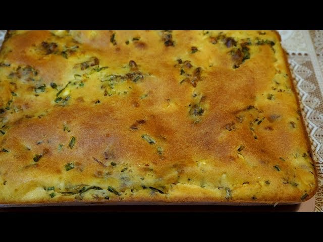 Ленивый пирог на кефире с консервированной сайрой | Вкусный заливной пирог
