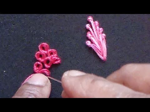 French knot, long French knot , ring knot tutorial.  Basic hand embroidery stitches.
