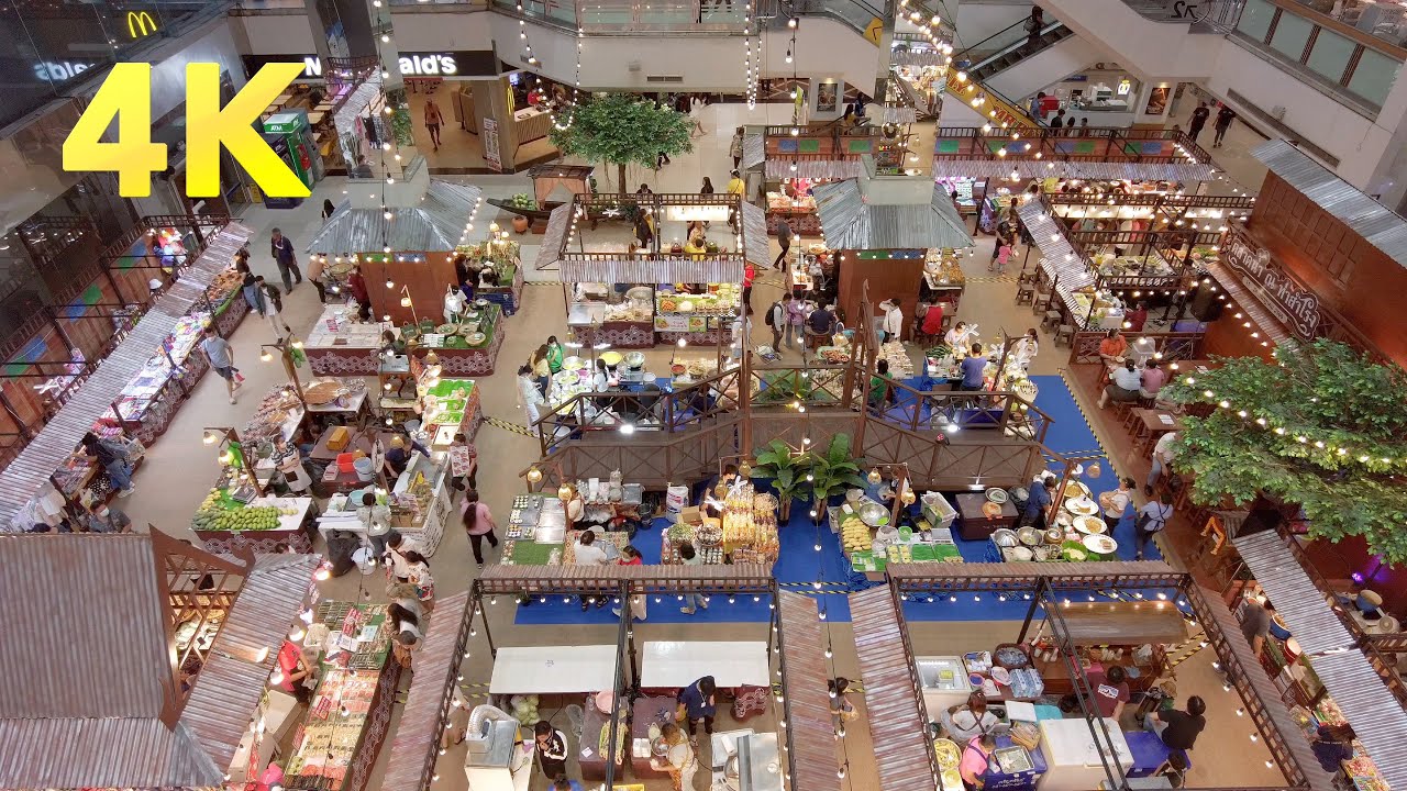 [4K] Floating Market at Imperial World Samrong in the evening / Samut Prakan