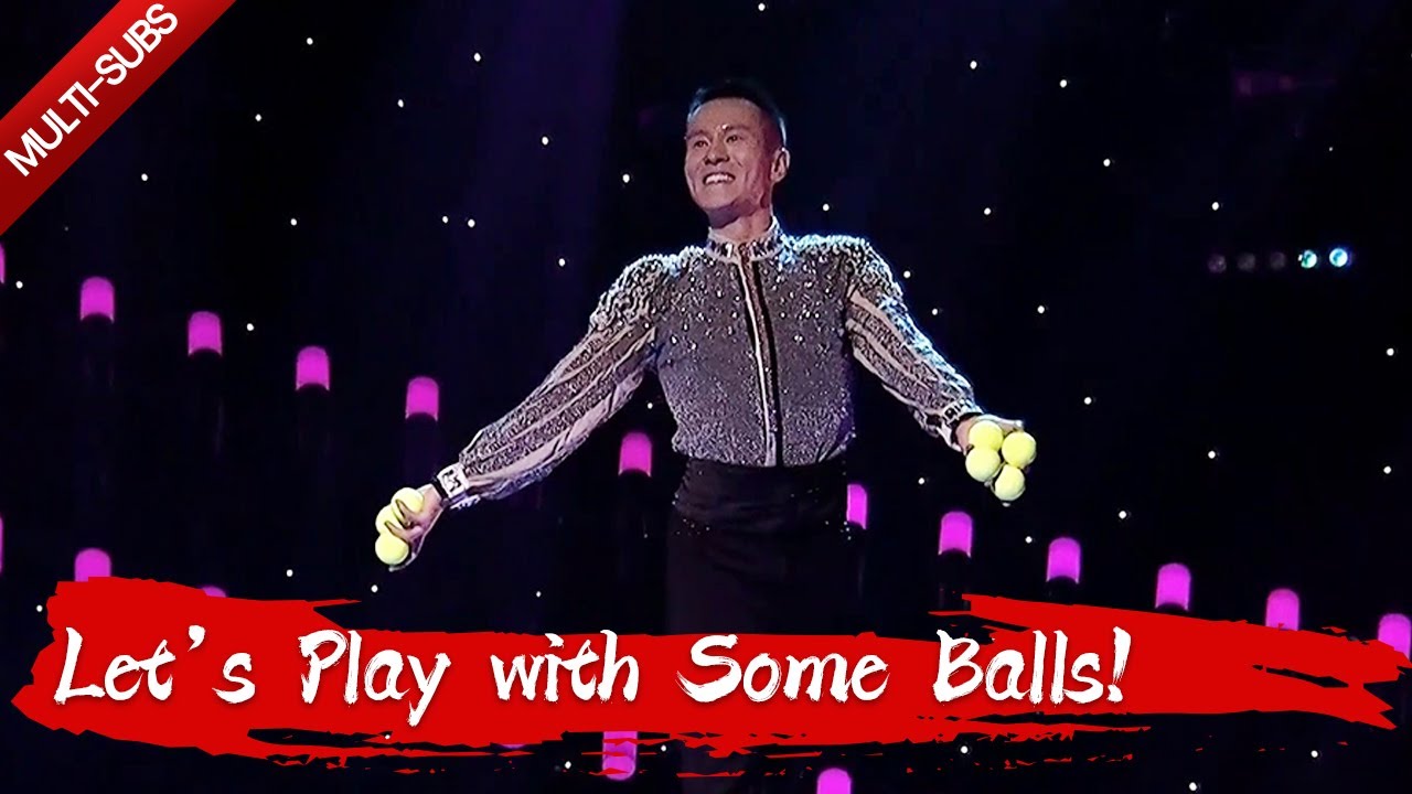Gold-winner acrobat challenges himself by playing bouncing balls while ...