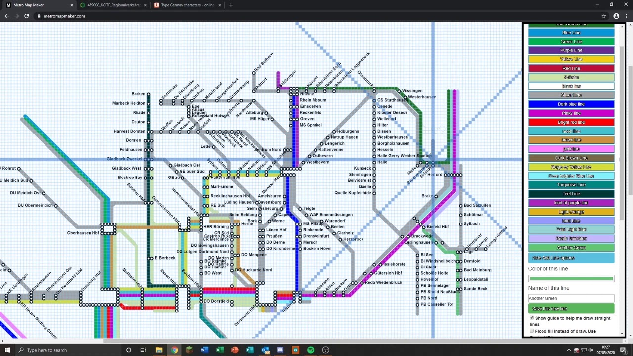Rhine/Ruhr area Metro Map Maker Speed Draw Part 6