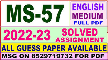 ms 57 solved assignment 2022-23 / ms 57 solved assignment in English / ignou ms solved