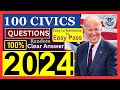 NEW! 100 Civics Citizenship Test | US Citizenship Interview 2024 Questions and Full Answers | USCIS