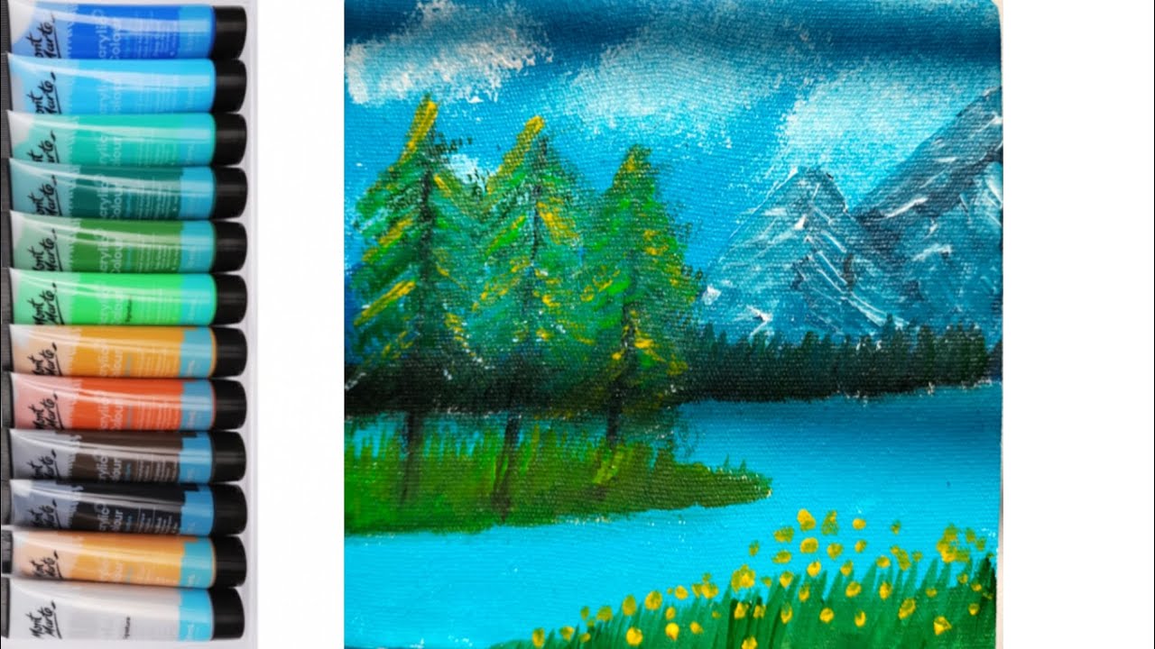 Landscape painting Step by Step Acrylic Colour painting How to