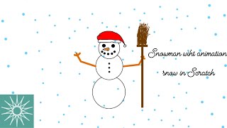 Snowman with animation snow in Scratch