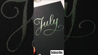 Writing July with Shimmering Green Ink ✨#GlassPen #Calligraphy #SatisfyingArt #InkDipping #Shorts