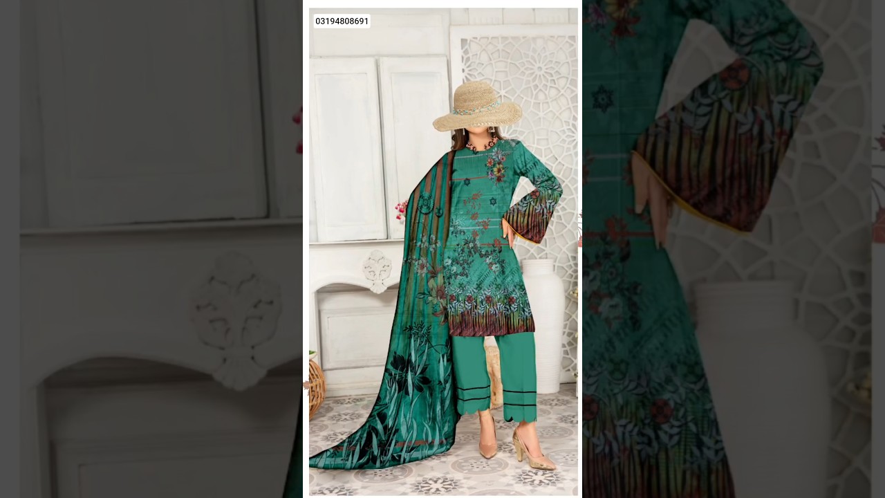 SZYOUTUBE digital lawn 90/70 English printed banaaDora with Doria dupatta online purchase contact no