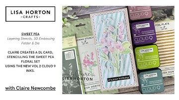 SWEET PEA STENCILLED ONTO AN EMBOSSED IMAGE, USING CLOUD 9 INKS -VOL.2