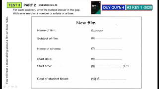A2 KEY 1 TEST 3 PART 2     #ket2020     #a2key1test3part2     #test3part2