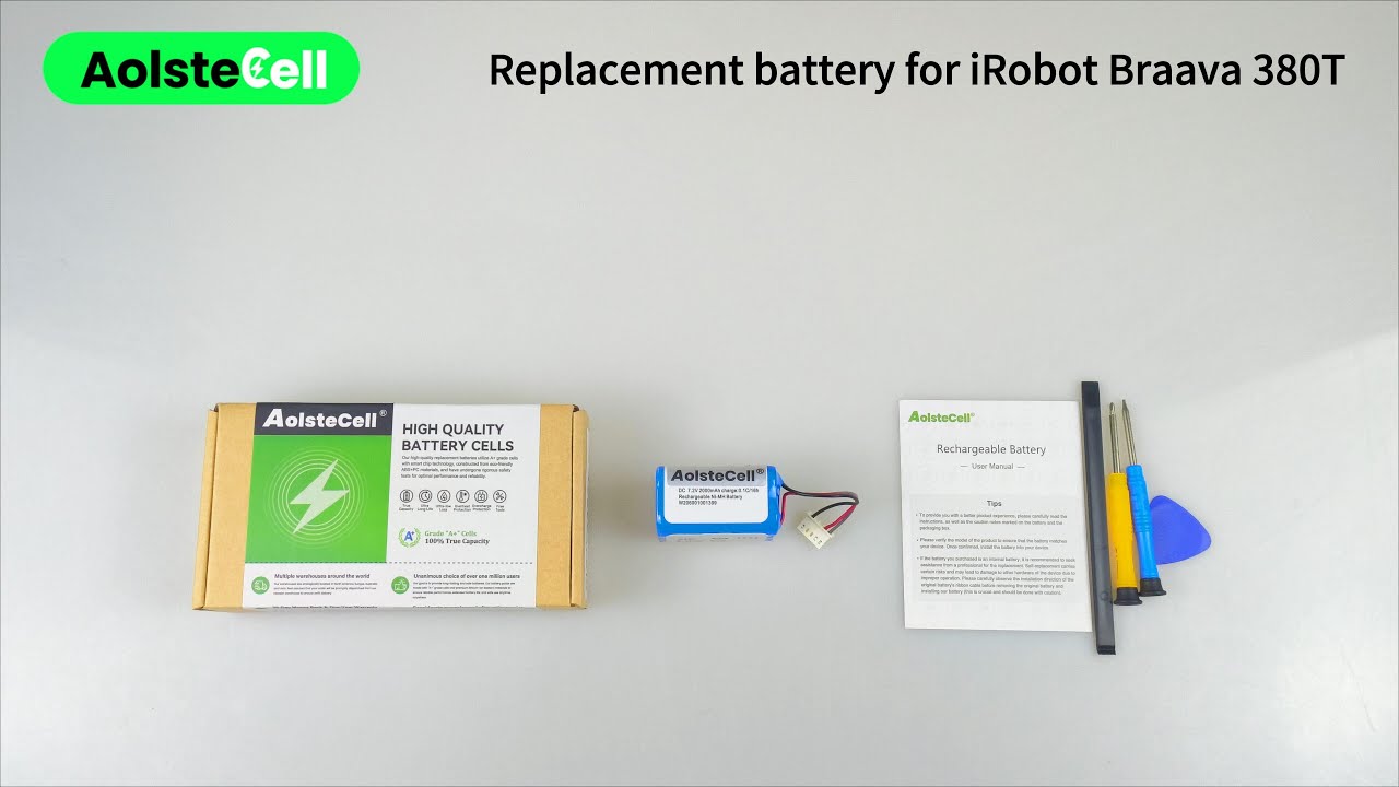 Aibatt Ni-MH Rechargeable Battery Replacement Battery for IRobot Braava 380 380T 390T Compatible with Mint 5200 5200B 5200C Cleaning Robot 7.2V 2200mAh