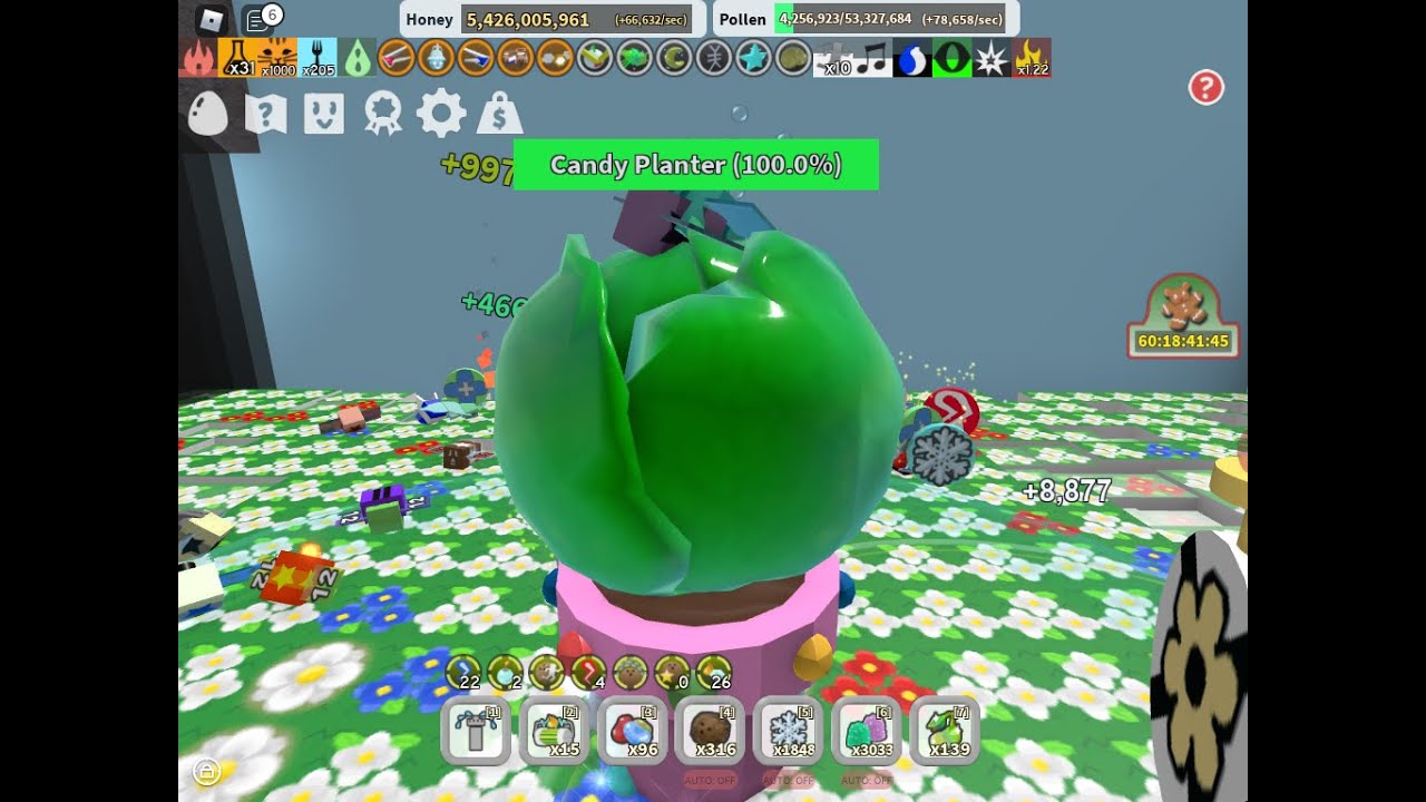 Harvesting CANDY PLANTER in bee swarm simulator! YouTube