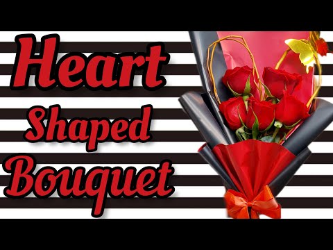 How to make Heart shape Rose bouquet || Heart bouquet Valentine Day || Red Rose Bouquet