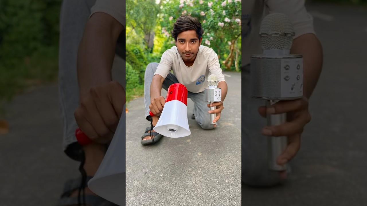 Wireless mic and big size megaphone 📢 Horn unboxing 🔥