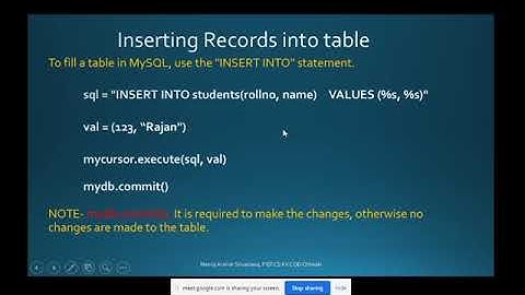 Inserting,Deleting,Updating and selecting record in MySQL by using  python