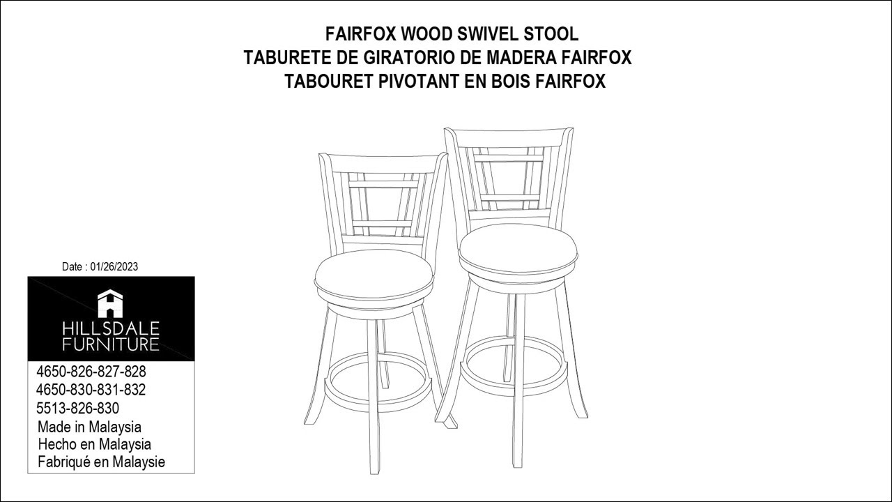 Hillsdale Furniture Fairfox Wood Swivel Stool