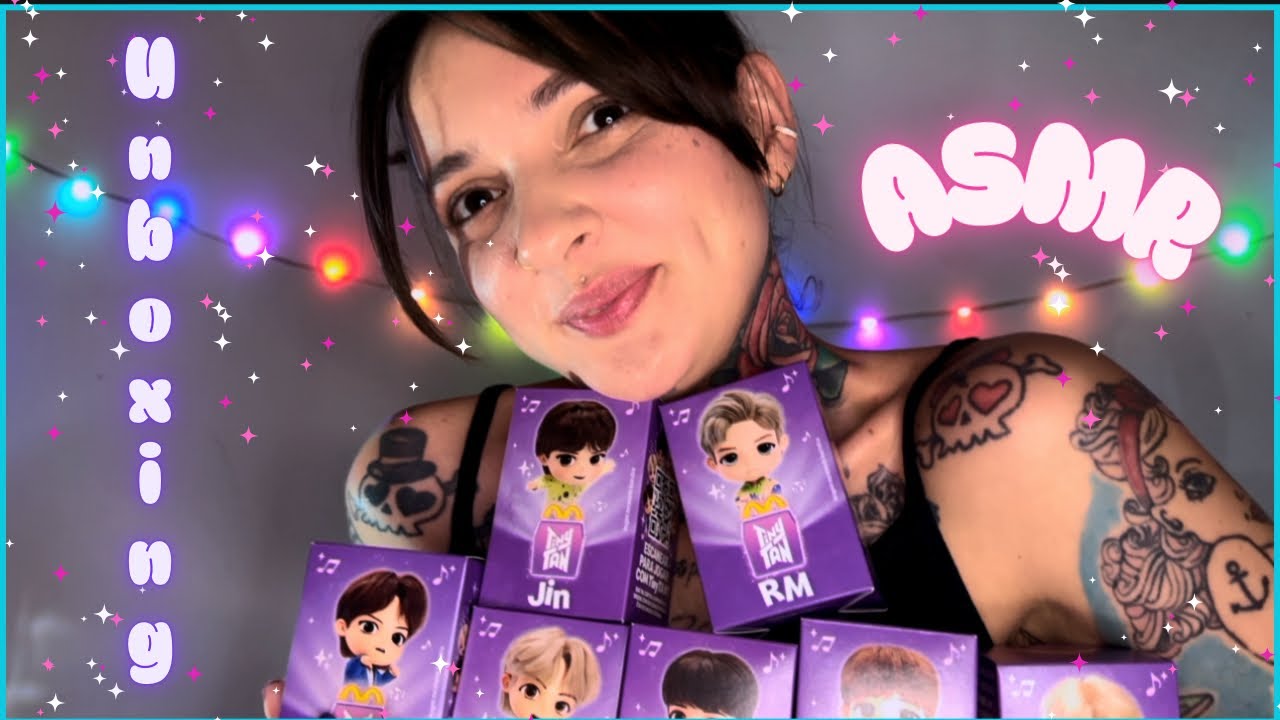 ASMR | UNBOXING TINY TAN MCDONALD’S - ESPECIAL BTS 💜 ( TAPPINGS - SUSSURROS) 