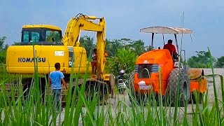 Compactor hamm 3410 komatsu pc130f walk after unloading to project site