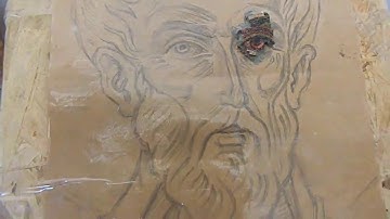 Mosaic icon "St. Nicholas" in progress.