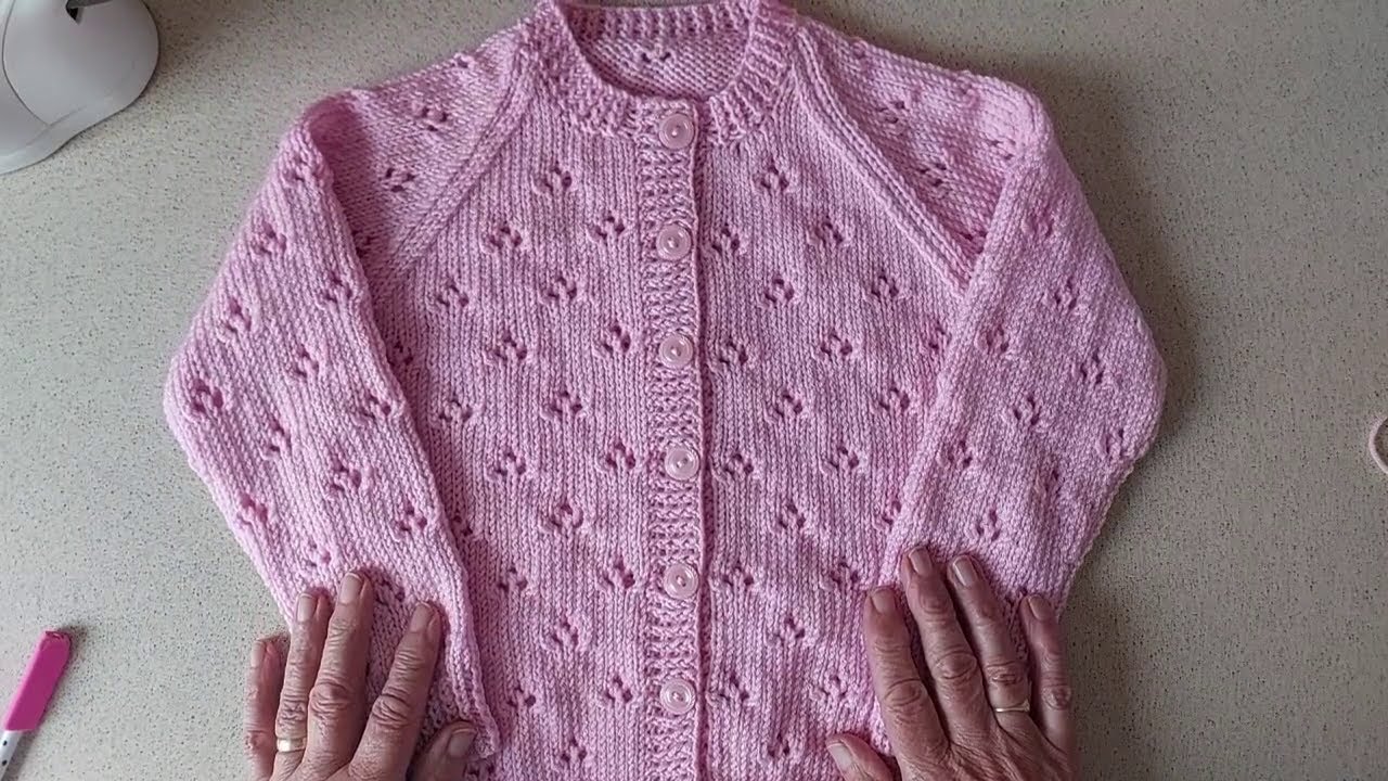 #47, 24inch Rosebud Lace Cardigan Full Tutorial, Sheila's Just Knitting