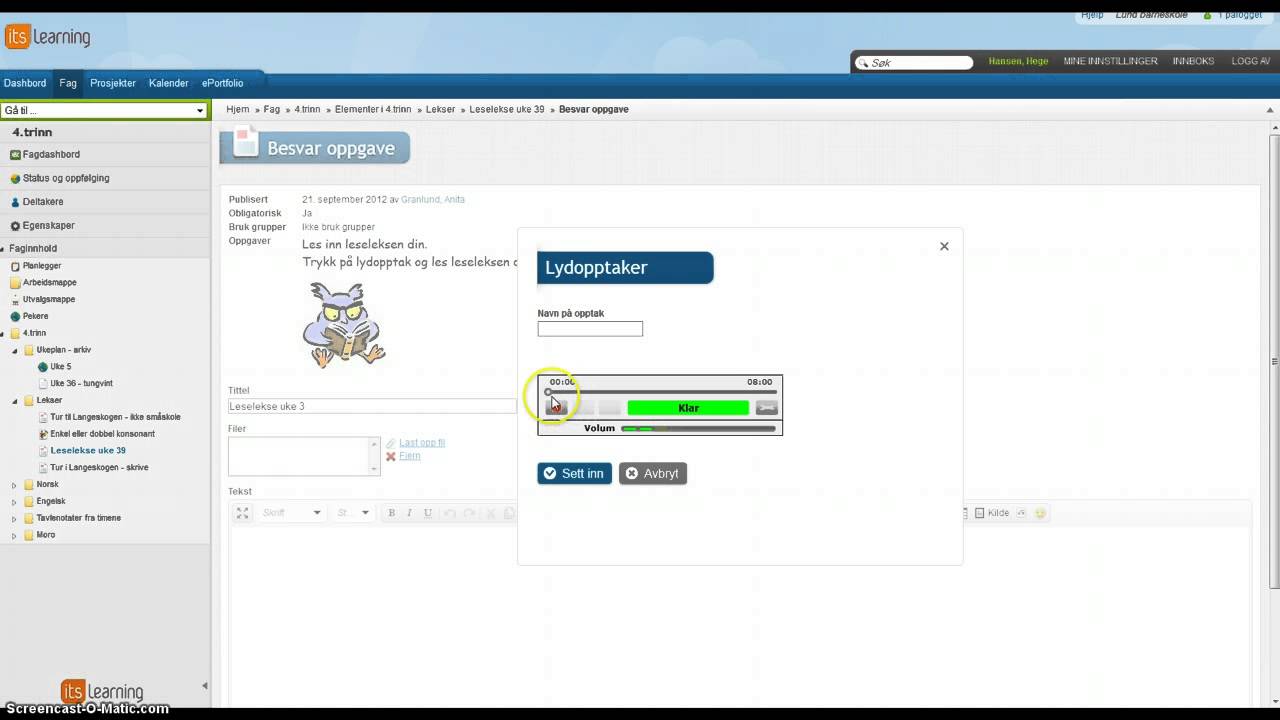 Leseutvikling i itslearning