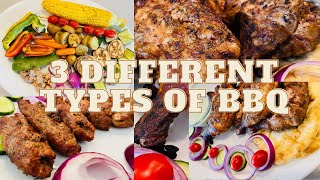 3 Different types of BBQ |  Grilled Vegetables |  Gola Kebab |  Chicken Tikka on Charcoal Grill #BBQ