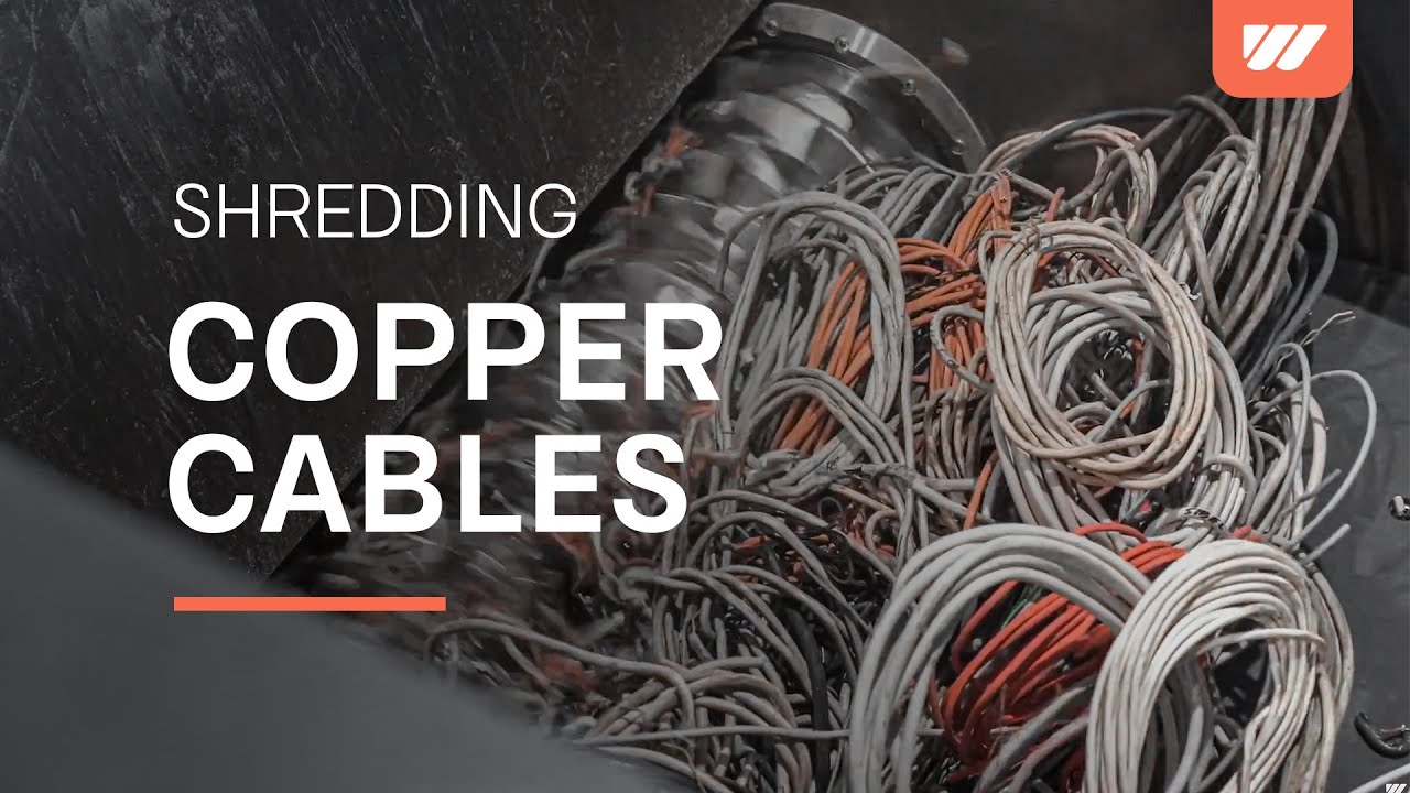 WEIMA WKS 1800 shreds copper cables escrap for WEEE waste recycling