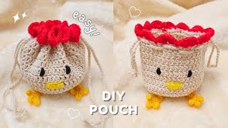 Crochet The Cutest Drawstring Pouch With Me🎀Step By Step Crochet Tutorial👌