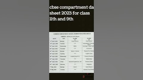 compartment date sheet for class 9th and 11th