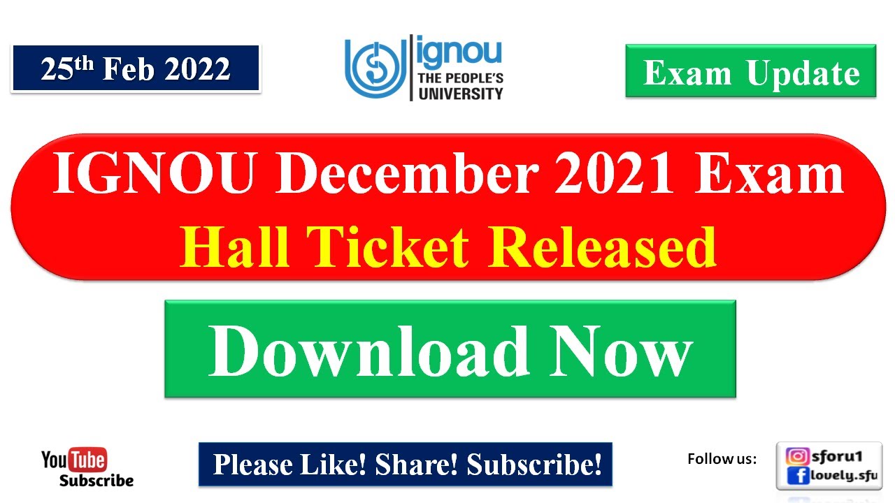 Breaking News IGNOU December 2021 Exam Hall Ticket Released