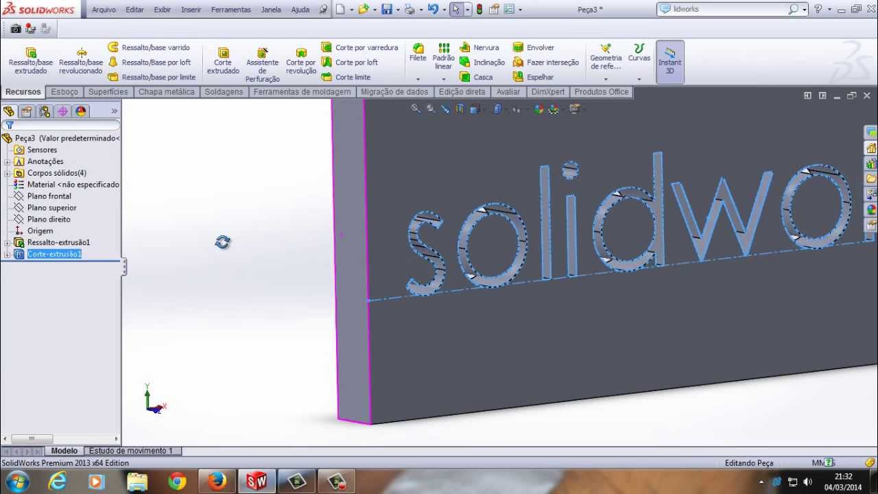 Como escrever nas peças usando solidworks YouTube
