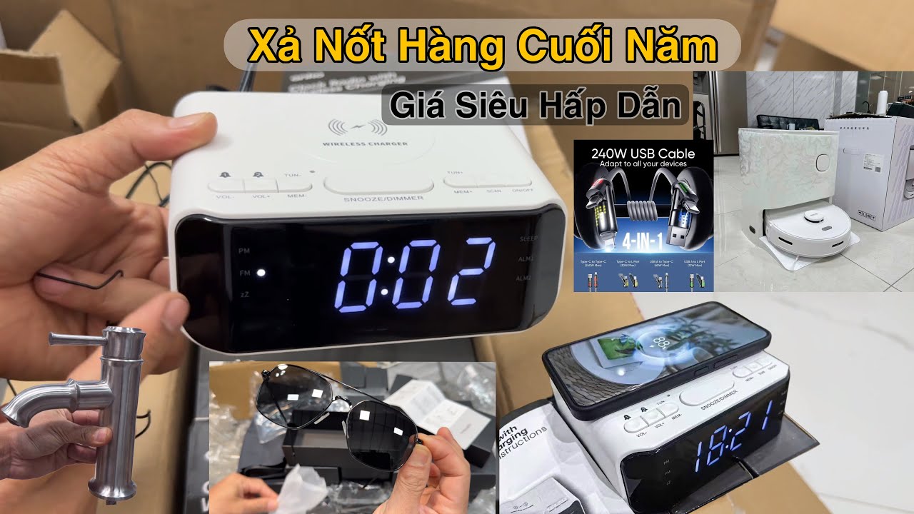 Thanh lý giảm giá đủ thứ hàng cuối năm, Pin dự phòng, đồng hồ đa năng, bộ sen inox, robot hút bụi