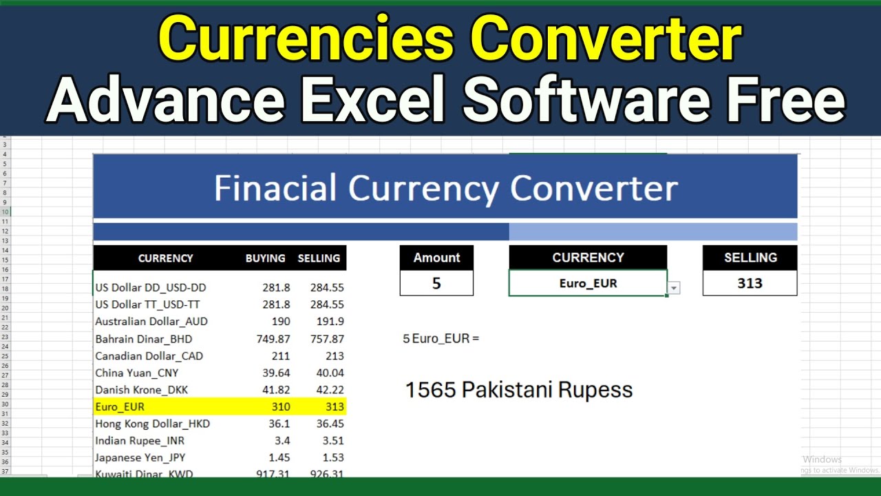 Currency Converter Formula In Excel Spreadsheet YouTube Currency Converter Formula In Excel Spreadsheet YouTube