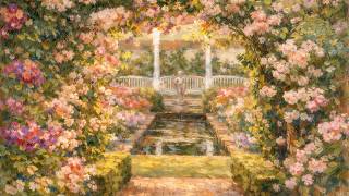 Rose Garden Pavilion Fountain Impressionist Painting | 4K Art for TV Screensaver 3 Hours screenshot 4